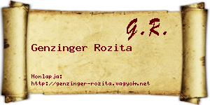 Genzinger Rozita névjegykártya